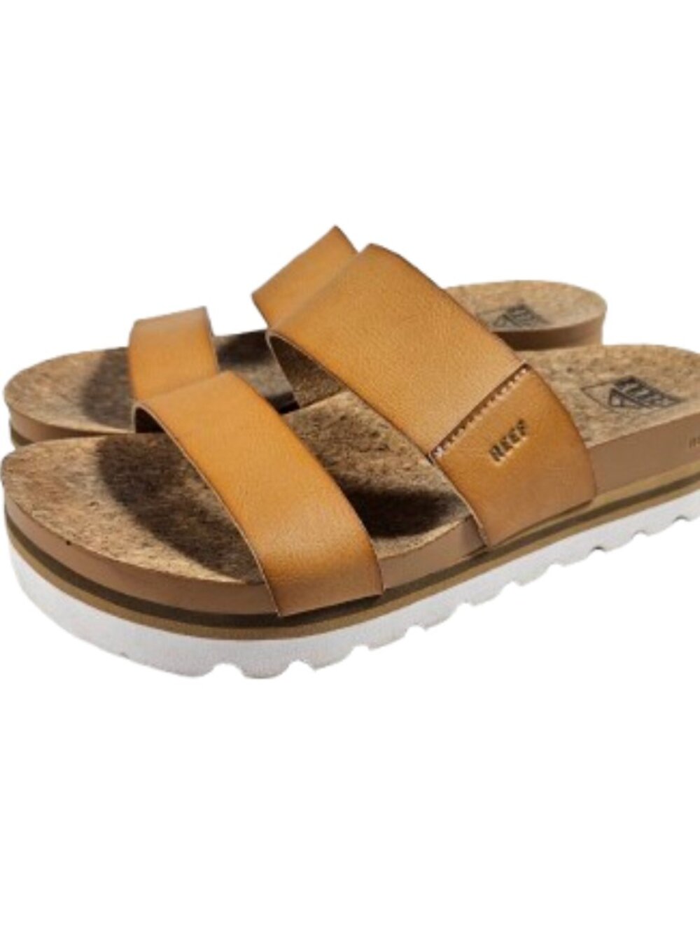 Reef Cushion Vista Hi Tan Strappy Slides Sandals Women's Size 8